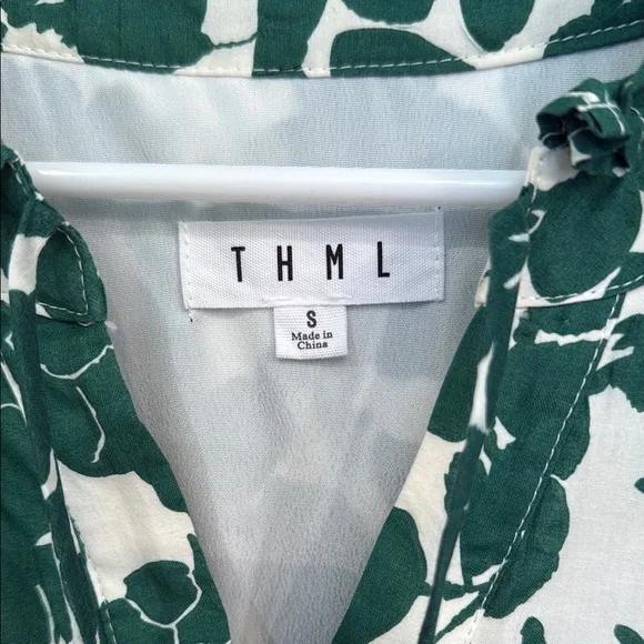 THML Green and White Flutter Sleeve dress - Picture 2 of 10